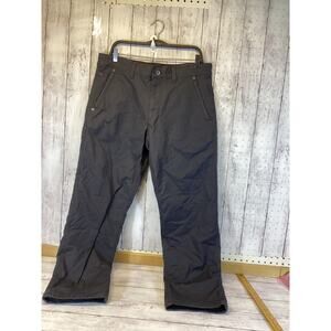 Eddie Bauer Men's Fleece Lined Pants Size 35x32 Grey Canvas Outdoor